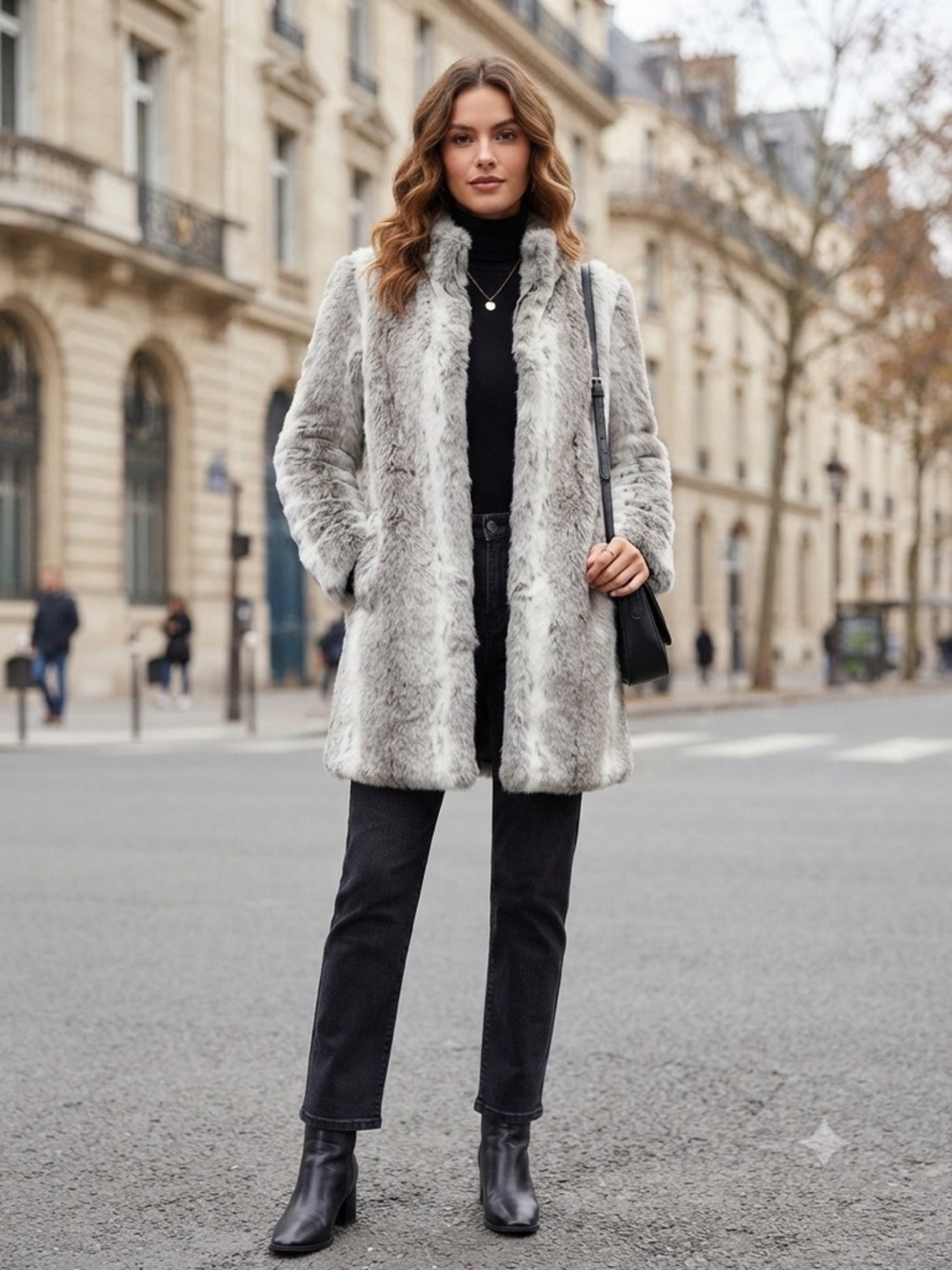 Plush Grey Teddy Coat - Cozy Faux Fur Jacket